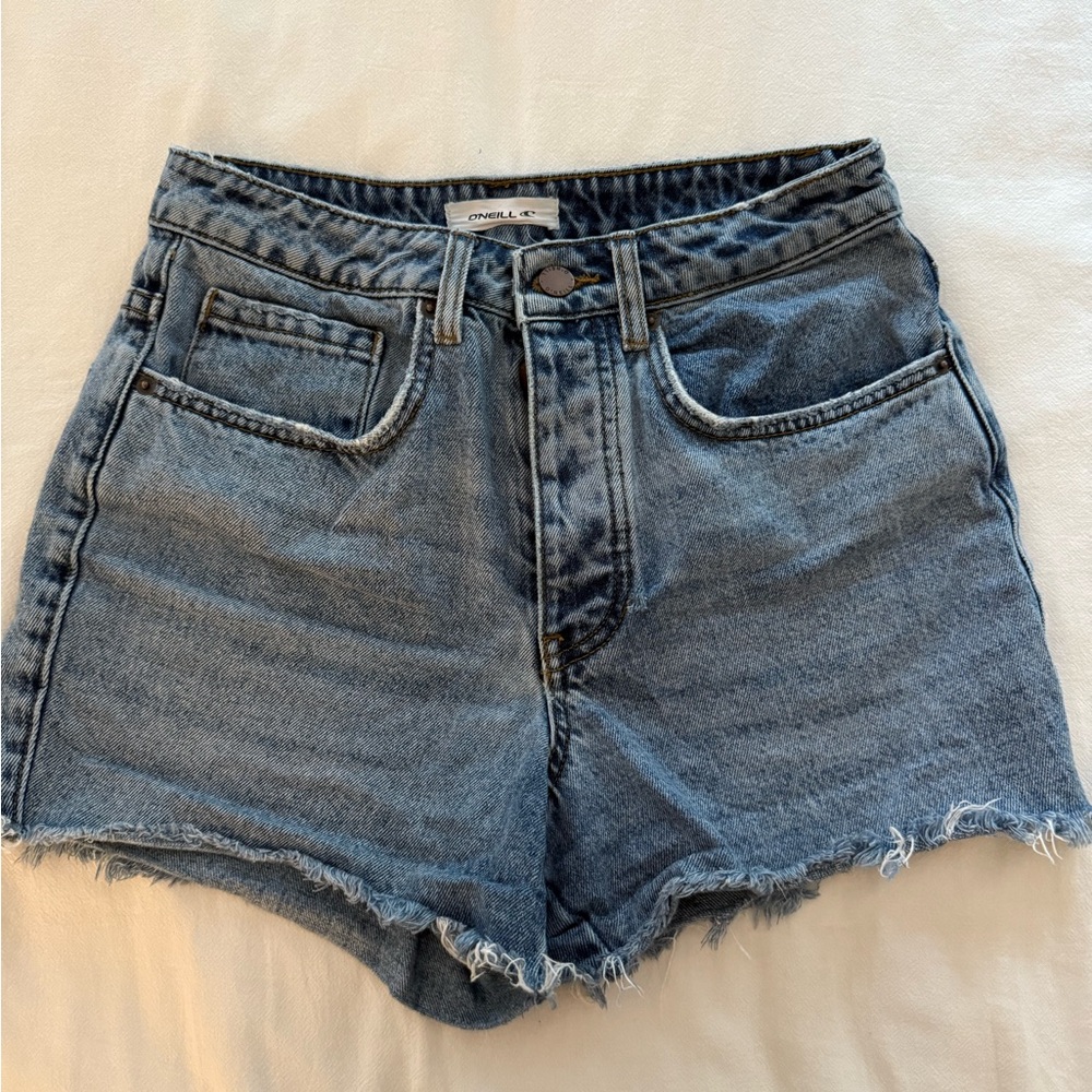 O'Neill Blue Jean Shorts with Frayed Hem